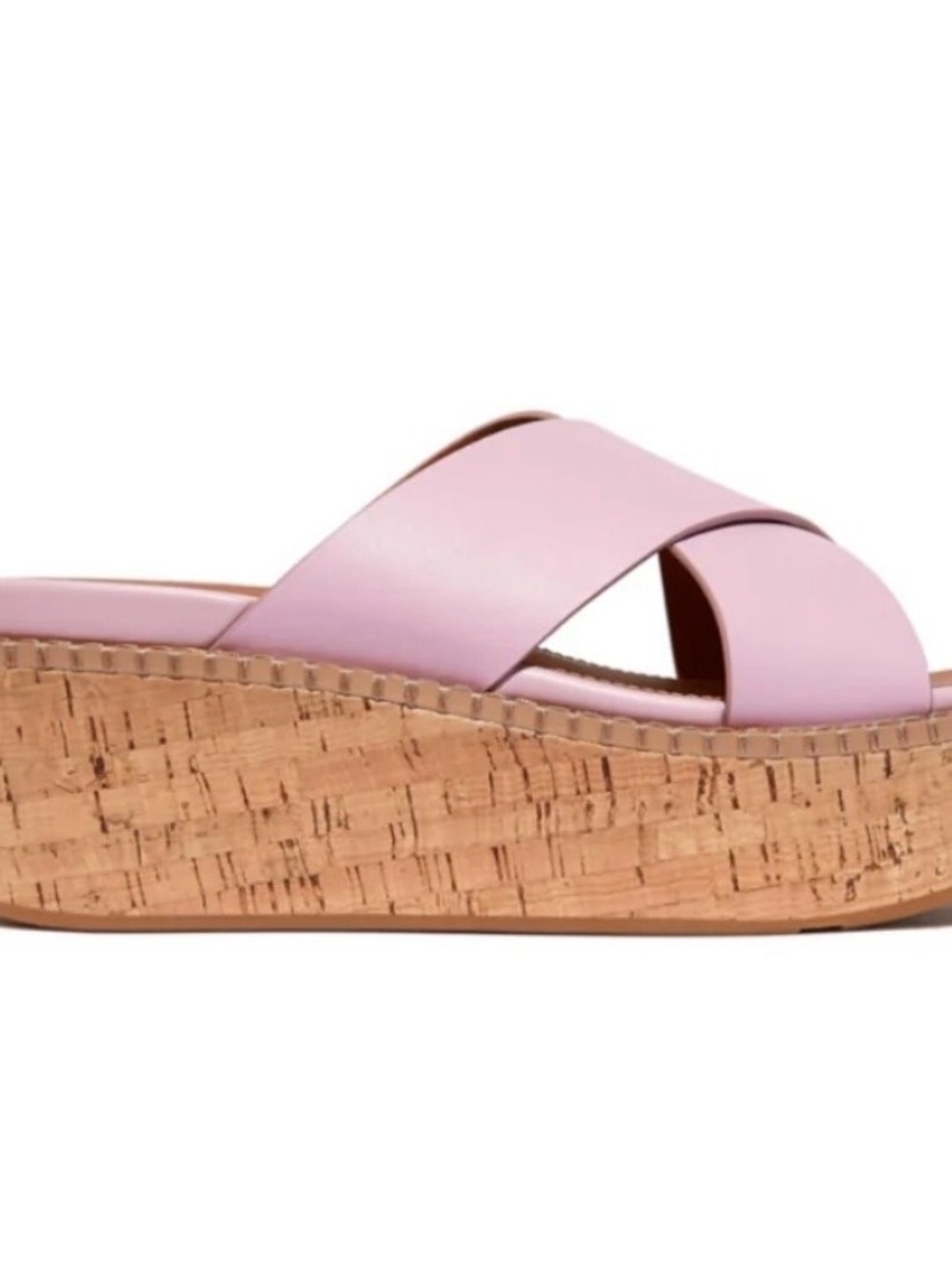 Fitflop Eloise Crisscross Cork-Platform Slides in  Wild Lilac - Sz 7 - Picture 9 of 10